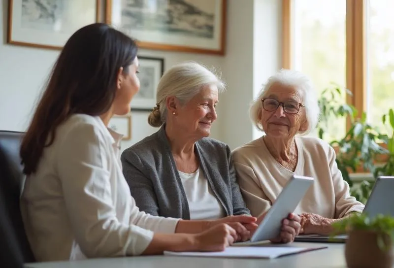 Senior living advisor helping a family find the right community