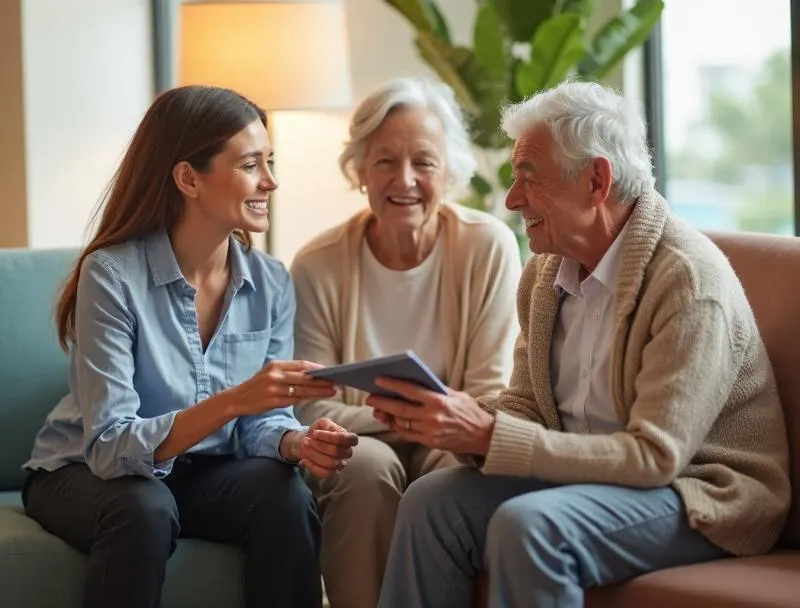 Happy senior couple in a community garden